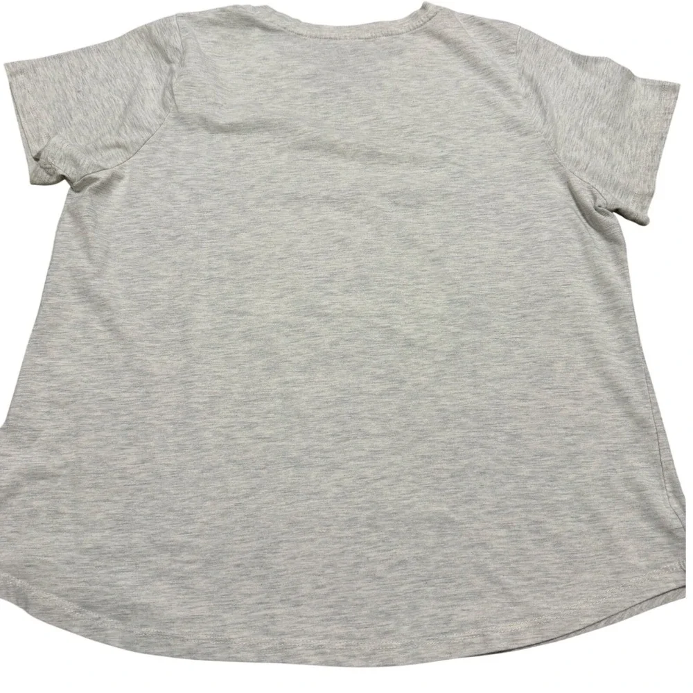 Mighty Fine Women's XL Grey Botanical Flower Graphic Tee‎ Short Sleeve T-Shirt